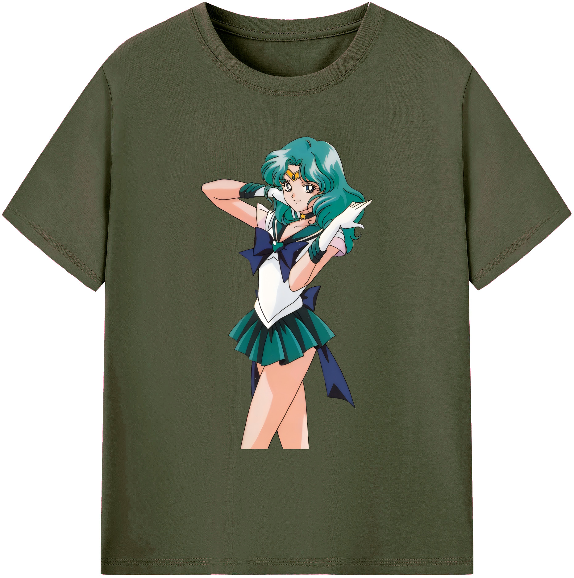 （画像用） 美少女戦士セーラームーン 海王 みちる（かいおう みちる） Sailor Moon Kaiou Michiru 綿100％ メンズ半袖Tシャツ｜肌触りやわらか＆通気性